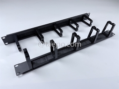 Metal cable manager, 5 plastic rings, 1U, with brush
