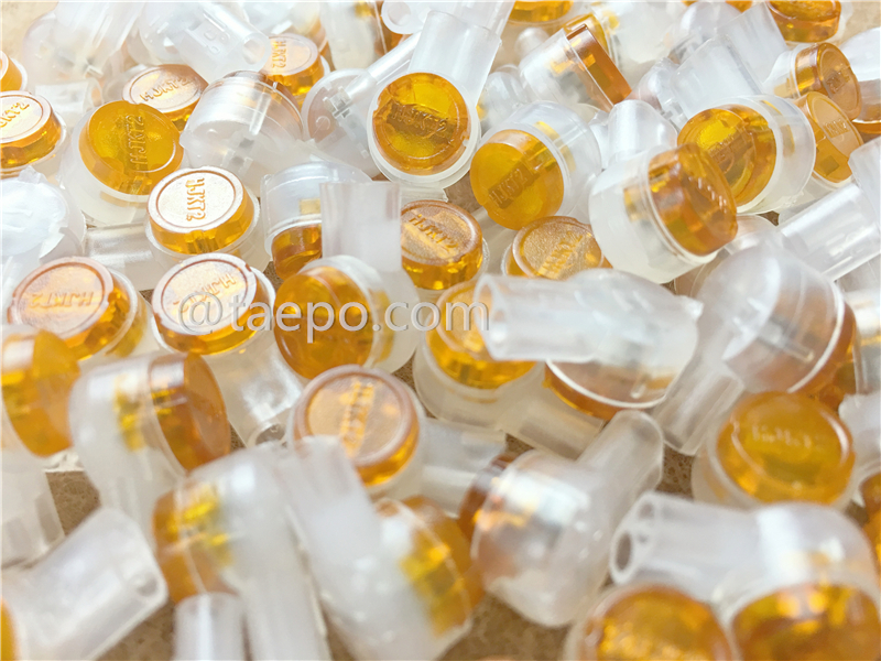 UY2 butt connector, 2-wire, 0.4-0.9mm conductor, max insulation 2.08mm, dual pins, gel filled