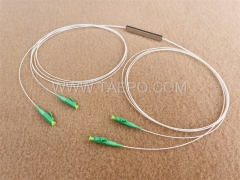Fiber optic splitter, PLC, steel tube, G657A, 2x2, 0.9mm loose tube, 1m, with LC/APC connector