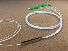 Fiber optic splitter, PLC, steel tube, G657A, 1x8, 0.9mm loose tube, 1m, with SC/APC connector