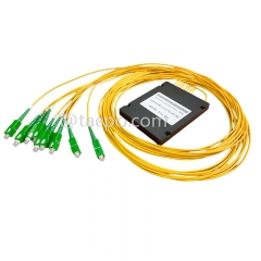 Fiber optic splitter, PLC, plastic case, G657A, 1x8, 2mm loose tube, 1m, with SC/APC connector