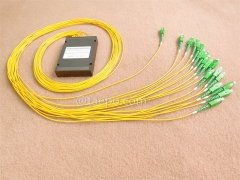Fiber optic splitter, PLC, plastic case, G657A, 1x16, 2mm loose tube, 1m, with SC/APC connector